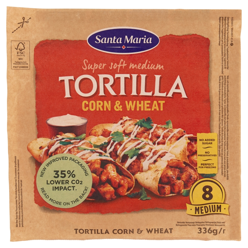 Santa Maria Super soft medium Tortilla Corn & Wheat 8 Medium 336 g