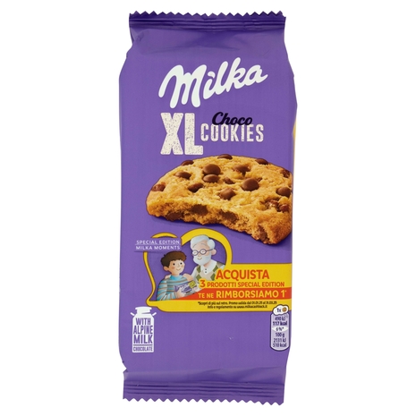Milka Cookies XL, maxi cookie con cioccolato al latte Milka - 184g