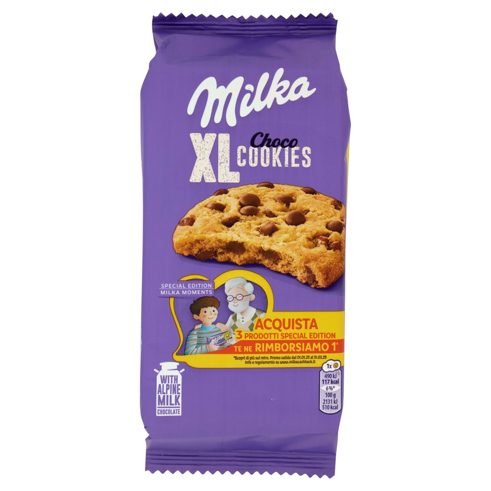 Milka Cookies XL, maxi cookie con cioccolato al latte Milka - 184g