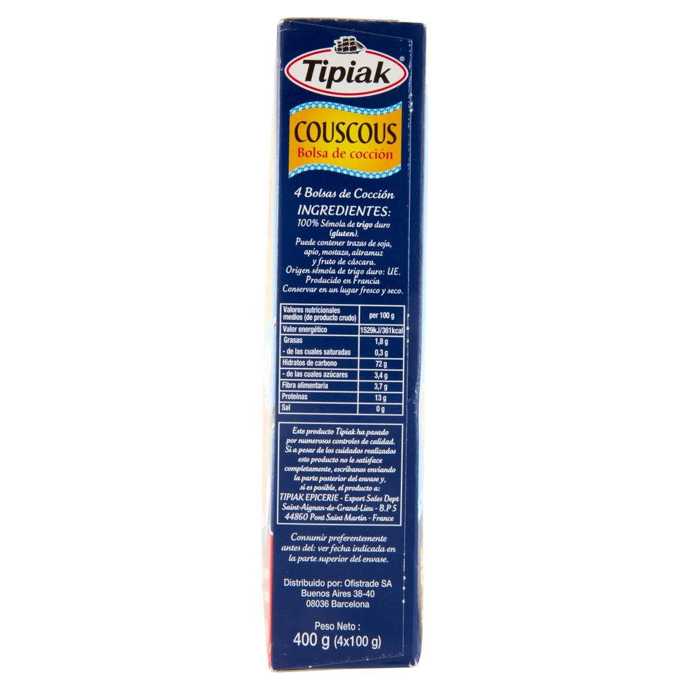 Tipiak Couscous Bustine-cottura 4 x 100 g