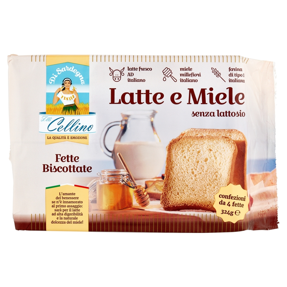 F.lli Cellino Fette Biscottate Latte e Miele senza lattosio 324 g