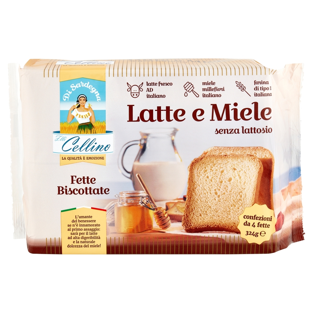 F.lli Cellino Fette Biscottate Latte e Miele senza lattosio 324 g