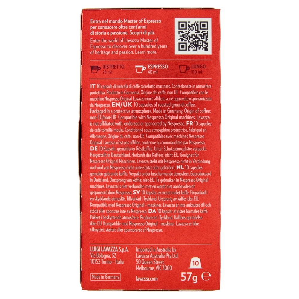 Lavazza Qualità Rossa Compatibile con Nespresso Original 10 Capsule 57 g