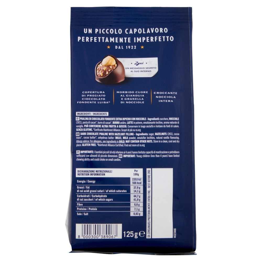 BACI PERUGINA Cioccolatini Fondenti ripieni al Gianduia Sacchetto 125g