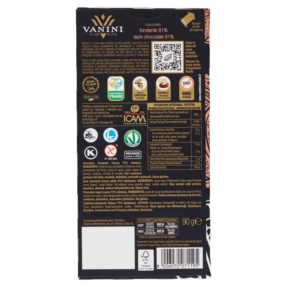 Vanini fondente 91% 90 g