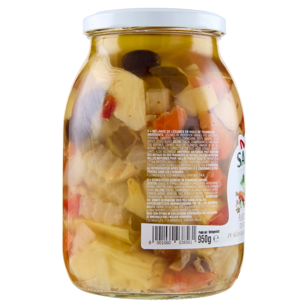 Saclà Antipasto di Verdure in olio di semi di girasole 950 g
