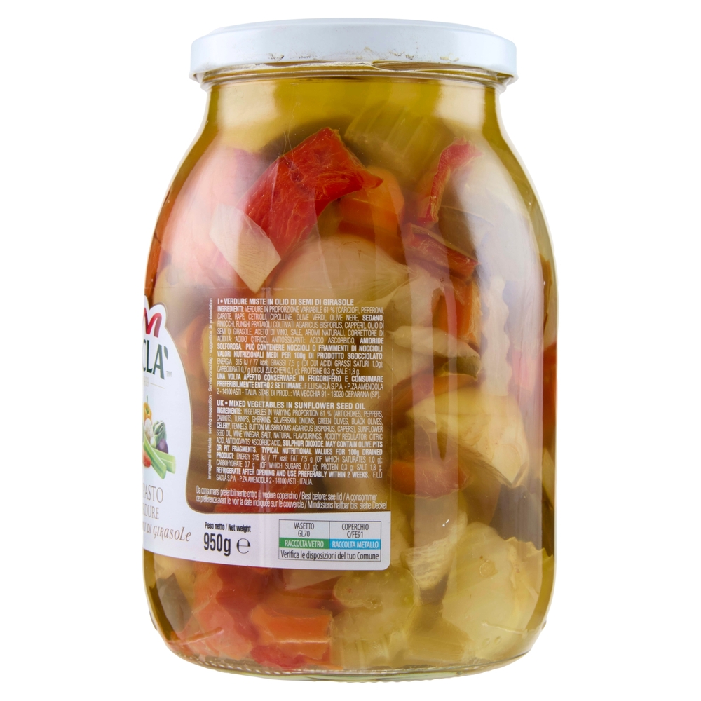Saclà Antipasto di Verdure in olio di semi di girasole 950 g