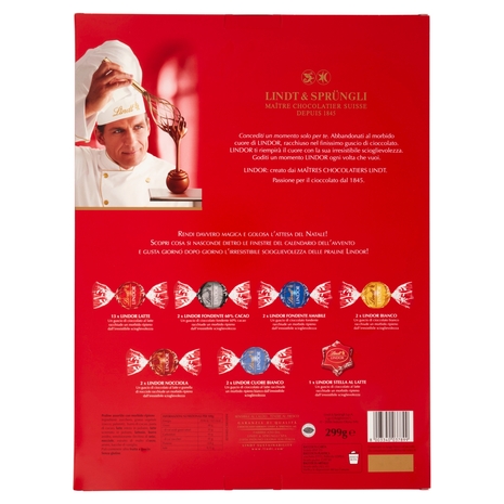 Lindt Calendario avvento Lindor Cioccolatini assortiti 299 g