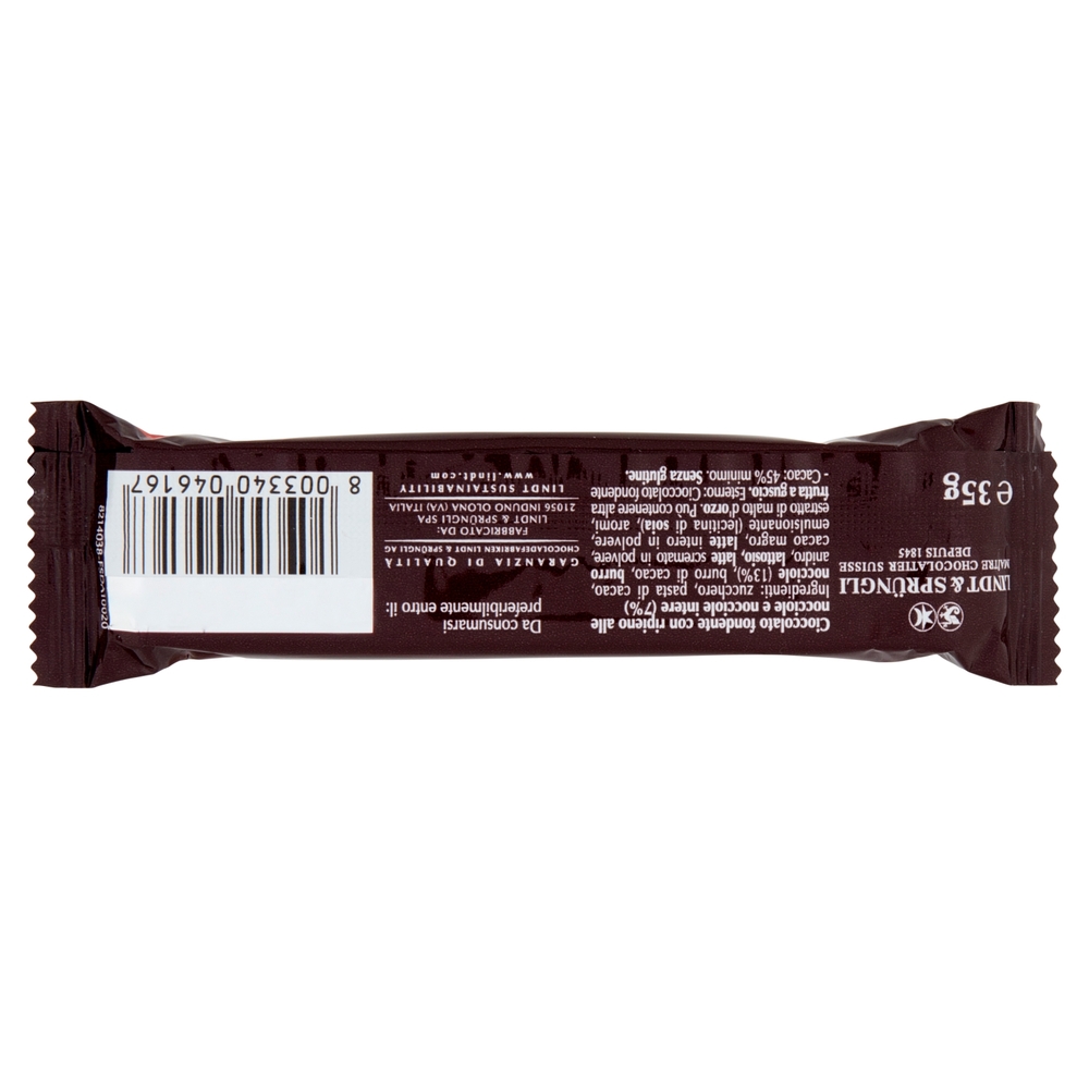 Lindt Barretta Snack Cioccolato Fondente Cioccolato con nocciole 35 g