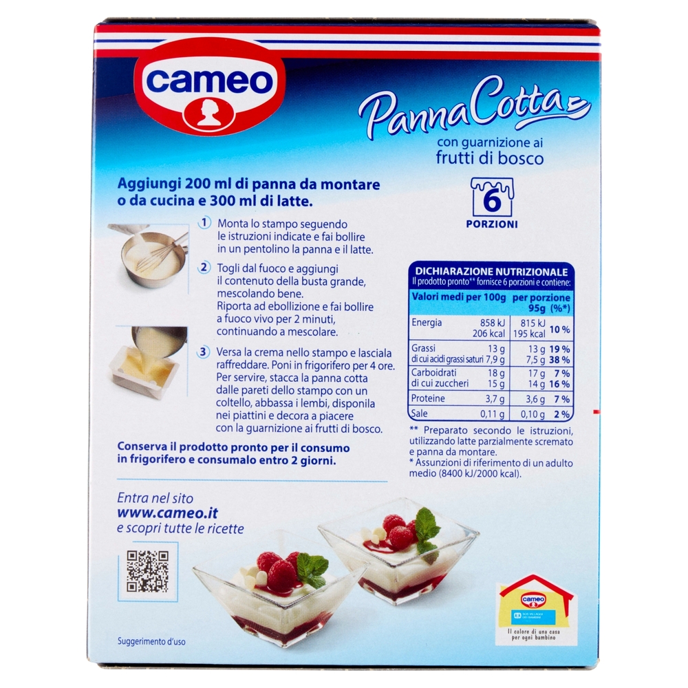cameo Preparato per Panna Cotta con guarnizione ai frutti di bosco 107 g