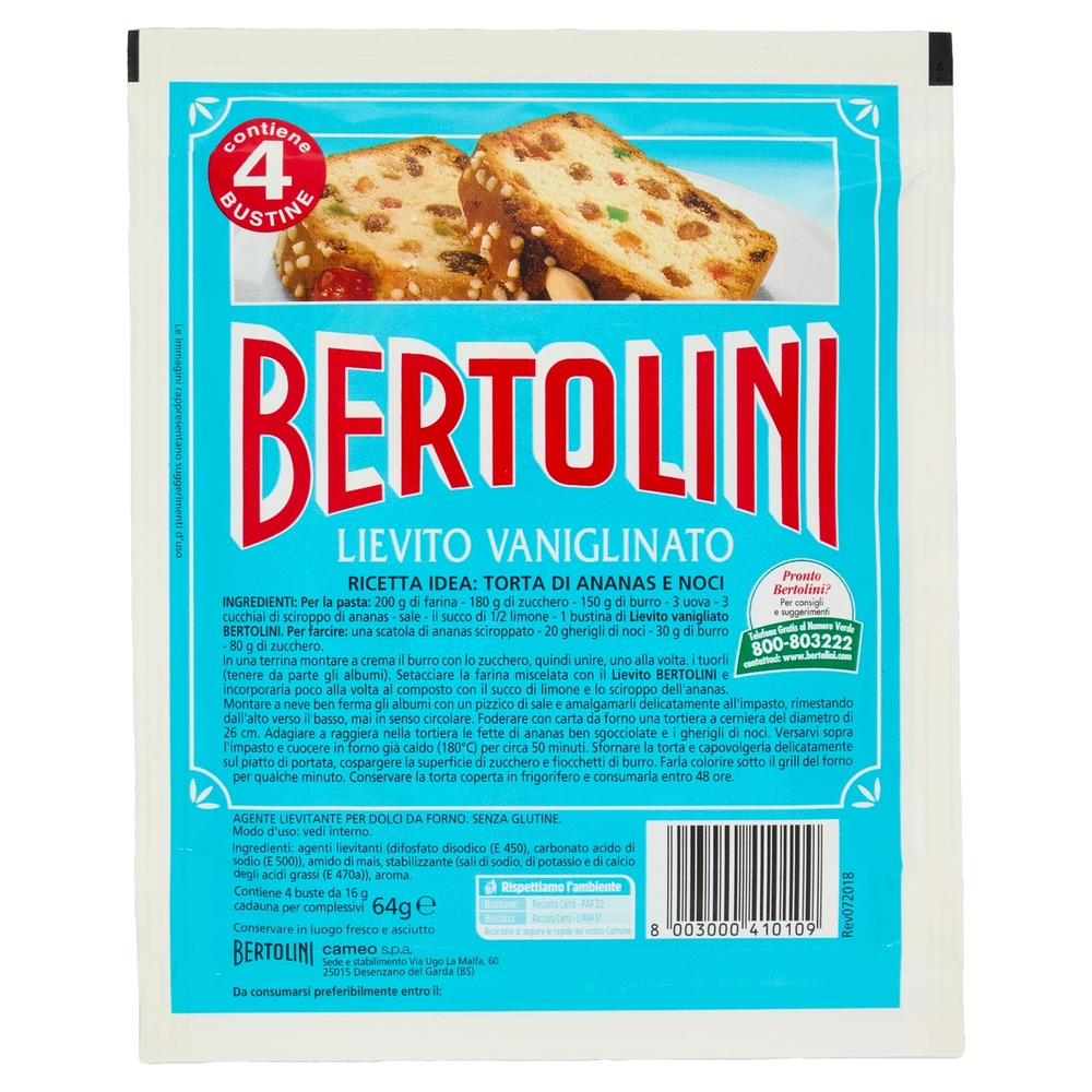 Bertolini Lievito Vaniglinato 4 x 16 g