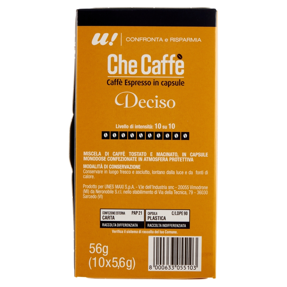 10 Capsule Che Caffè Deciso Monodose Nespresso U! Confronta e Risparmia