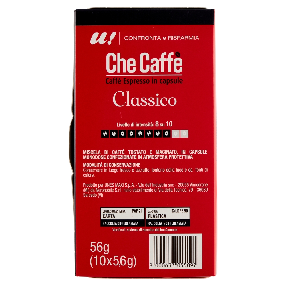 10 Capsule Che Caffè Classico Monodose Nespresso U! Confronta e Risparmia