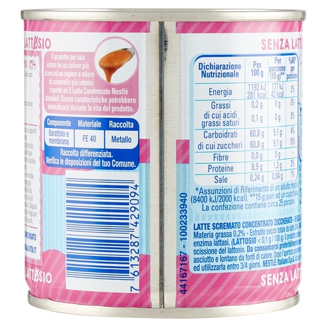 NESTLÉ il Latte Condensato Senza Lattosio Latte concentrato zuccherato senza lattosio latta 387 g