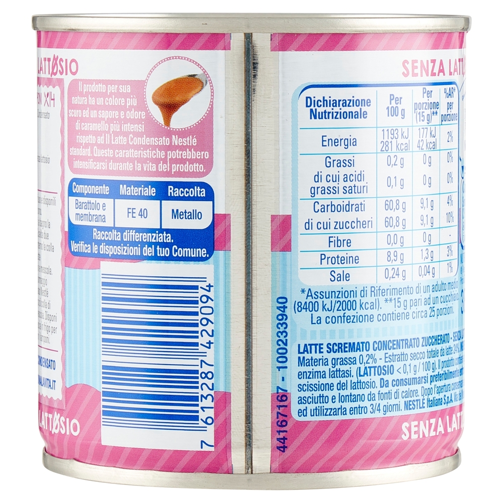 NESTLÉ il Latte Condensato Senza Lattosio Latte concentrato zuccherato senza lattosio latta 387 g