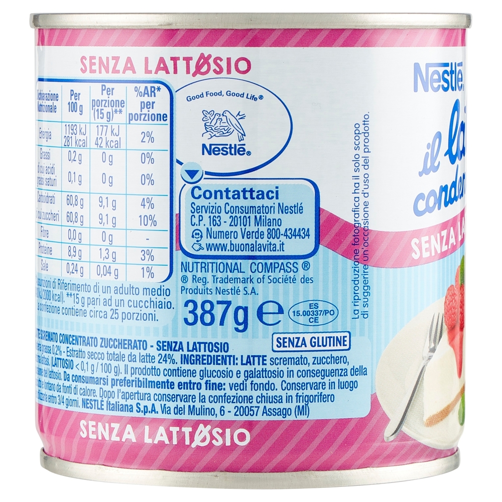 NESTLÉ il Latte Condensato Senza Lattosio Latte concentrato zuccherato senza lattosio latta 387 g