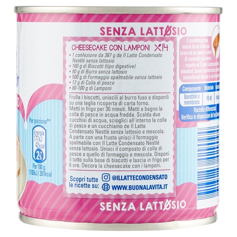 NESTLÉ il Latte Condensato Senza Lattosio Latte concentrato zuccherato senza lattosio latta 387 g