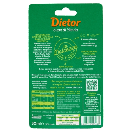 Dietor cuor di Stevia Zero Calorie 50 ml