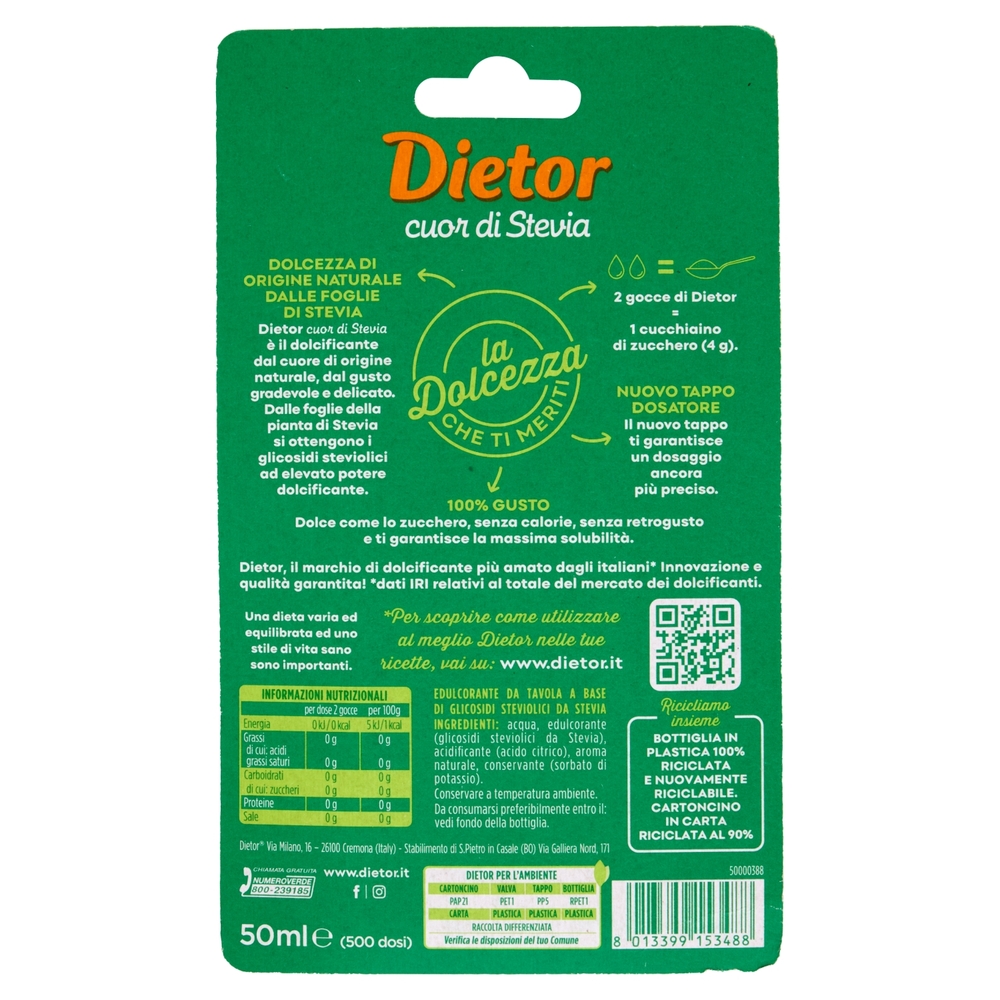 Dietor cuor di Stevia Zero Calorie 50 ml