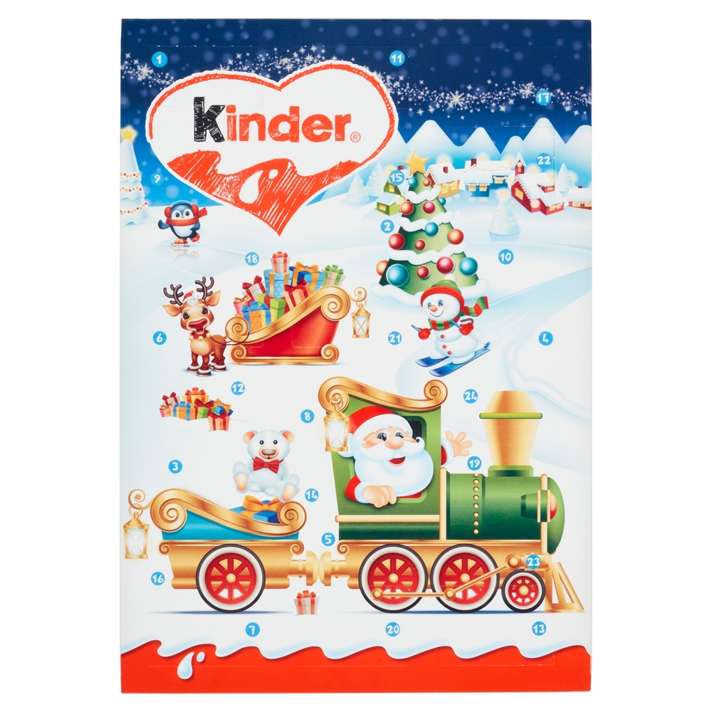 Calendario dell' avvento Kinder - 135g - contiene 12 kinder cereali mini e 12 kinder cioccolato mini