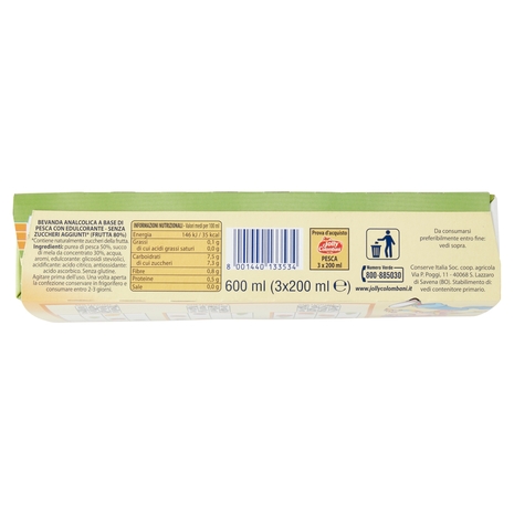 Jolly Colombani Pesca Senza Zuccheri Aggiunti* 3 x 200 ml