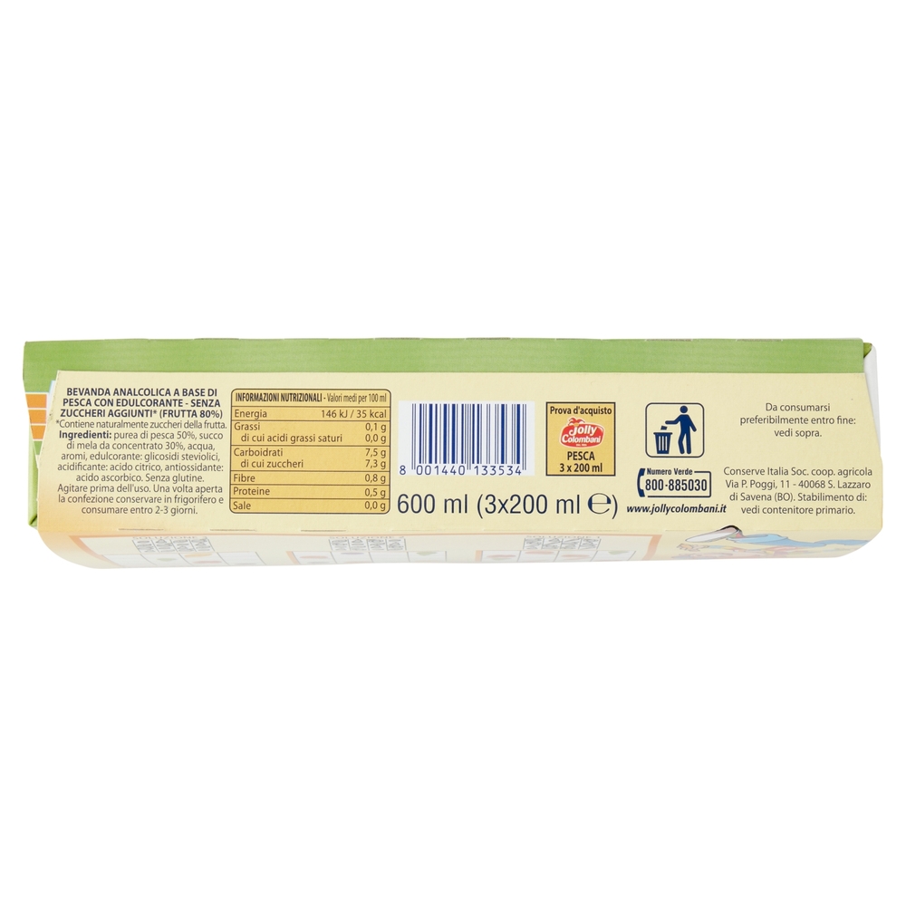 Jolly Colombani Pesca Senza Zuccheri Aggiunti* 3 x 200 ml