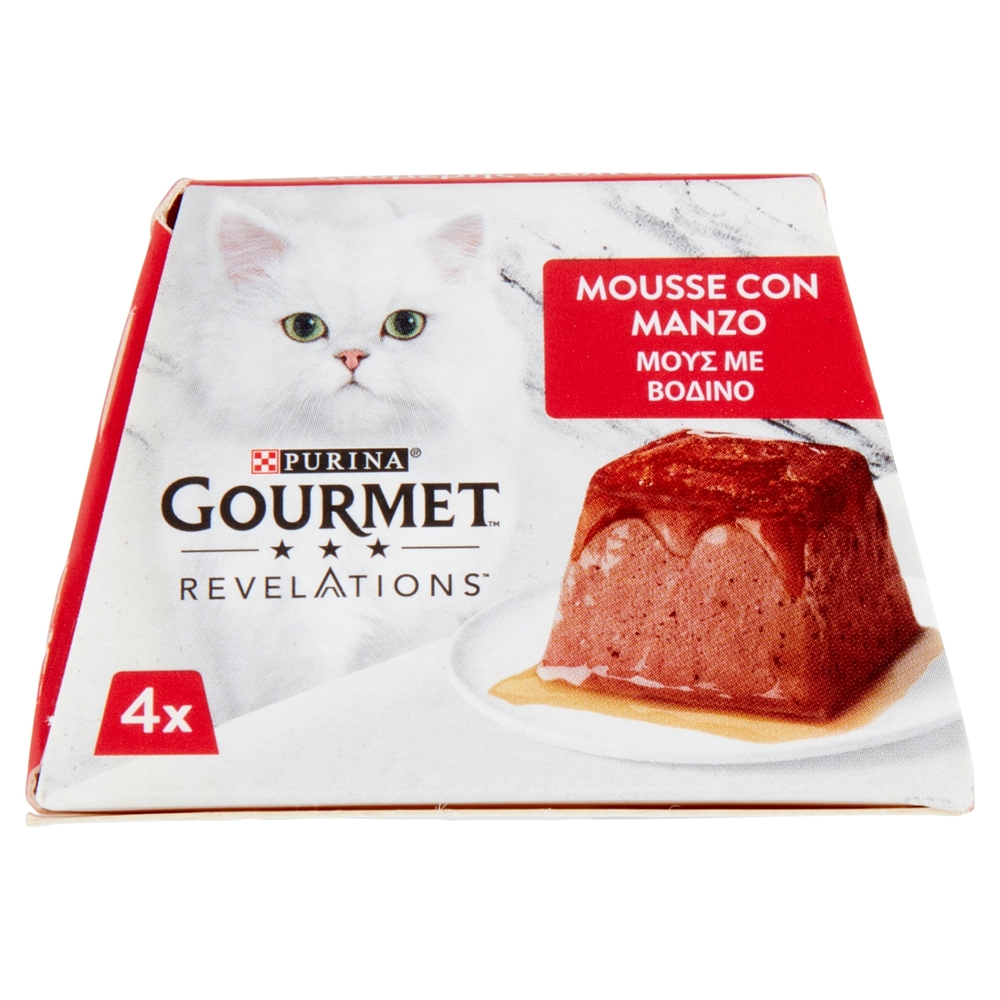 PURINA GOURMET Revelations Mousse con Manzo e una cascata di salsa 4 x 57 g