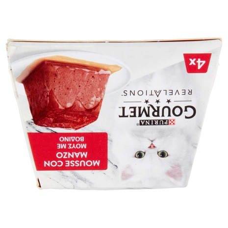 PURINA GOURMET Revelations Mousse con Manzo e una cascata di salsa 4 x 57 g