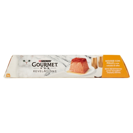 PURINA GOURMET Revelations Mousse con Pollo e una cascata di salsa 4 x 57 g