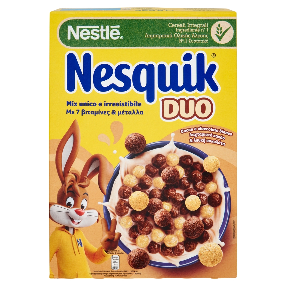 NESQUIK Duo Palline con cereali integrali, cacao e cioccolato bianco 325 g