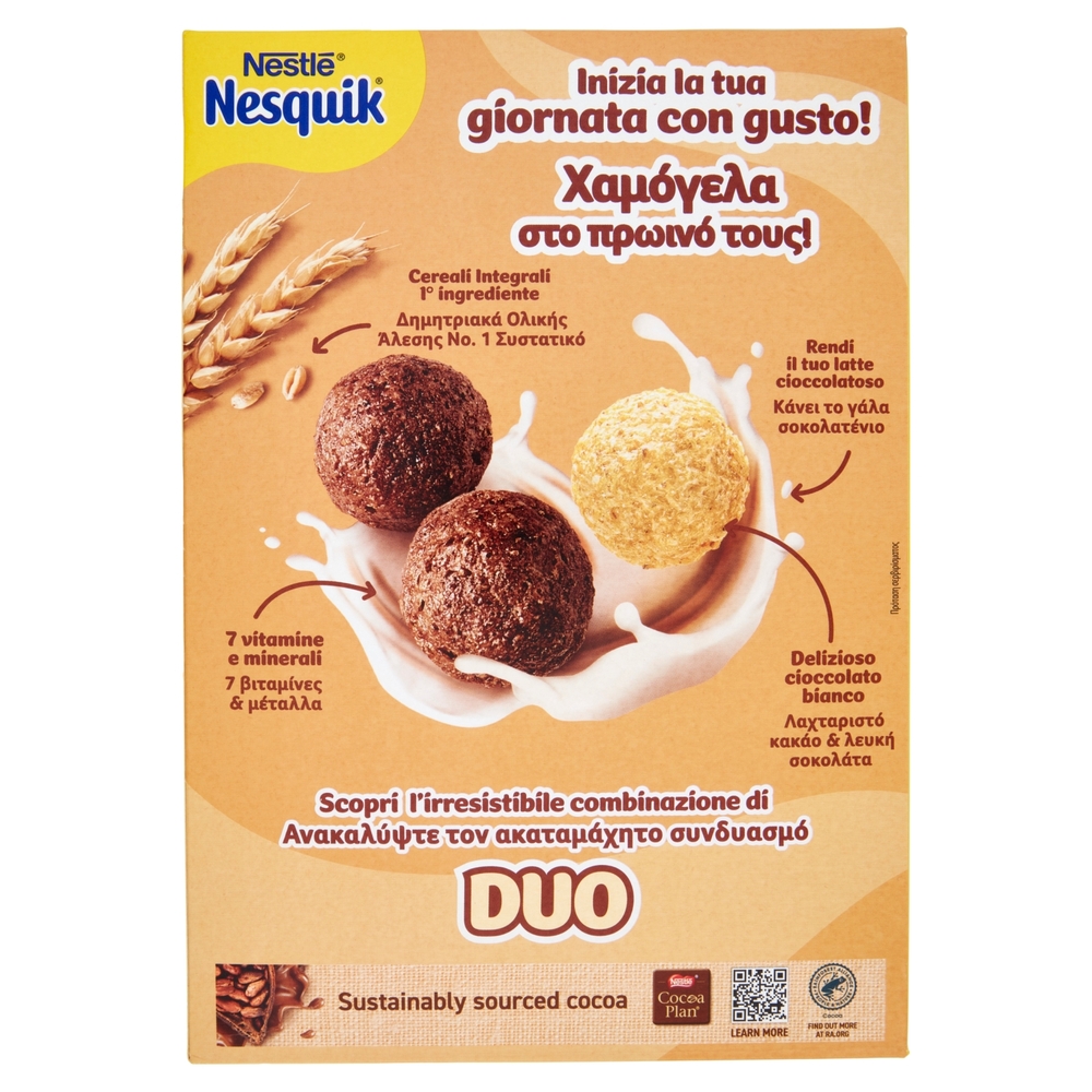 NESQUIK Duo Palline con cereali integrali, cacao e cioccolato bianco 325 g
