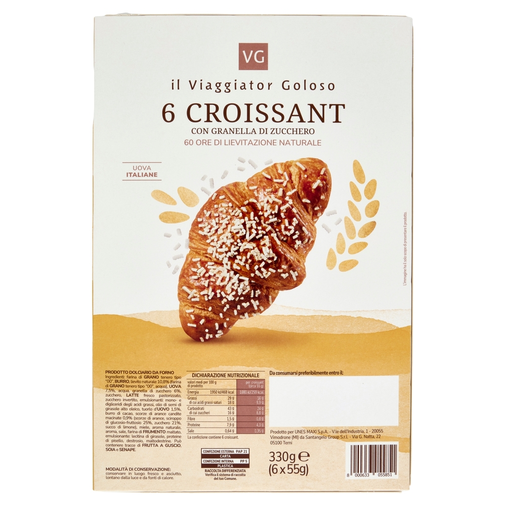 6 Croissant con Granella di Zucchero Il Viaggiator Goloso