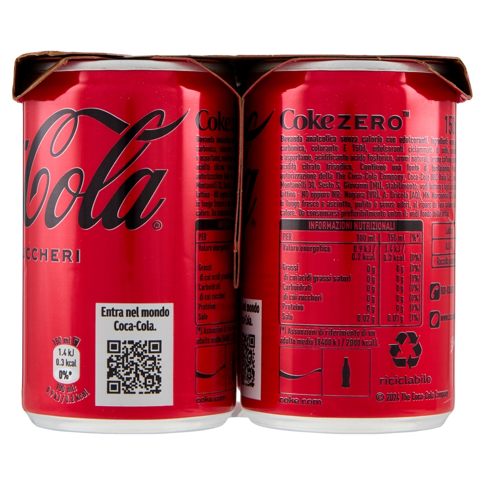 COCA-COLA Zero Zuccheri Minican 6 x 150 ml