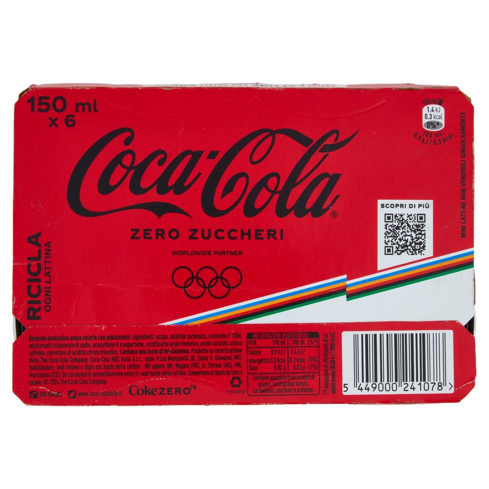 COCA-COLA Zero Zuccheri Minican 6 x 150 ml