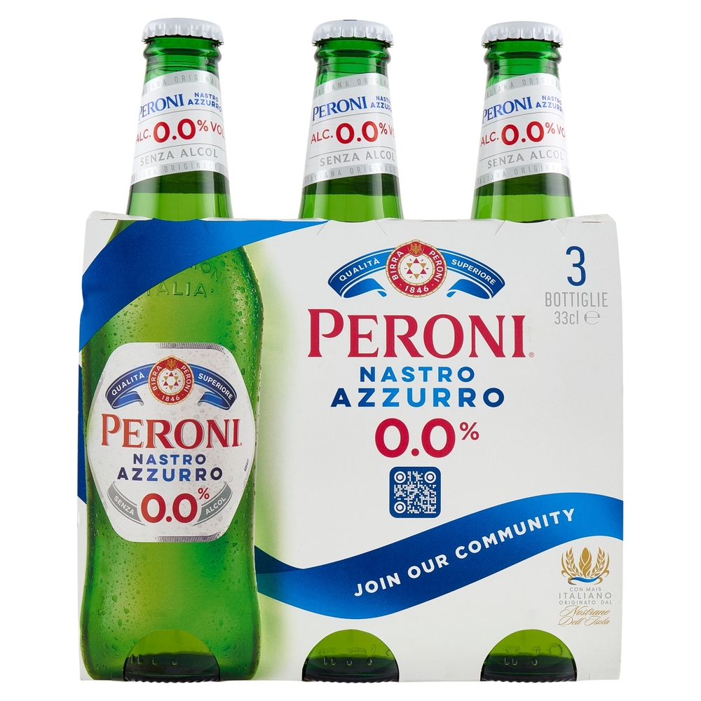Peroni Nastro Azzurro 0.0% Birra Analcolica 3 x 33 cl