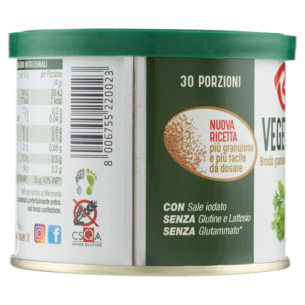 Bauer Vegetalbrodo Brodo granulare per insaporire i tuoi piatti 120 g