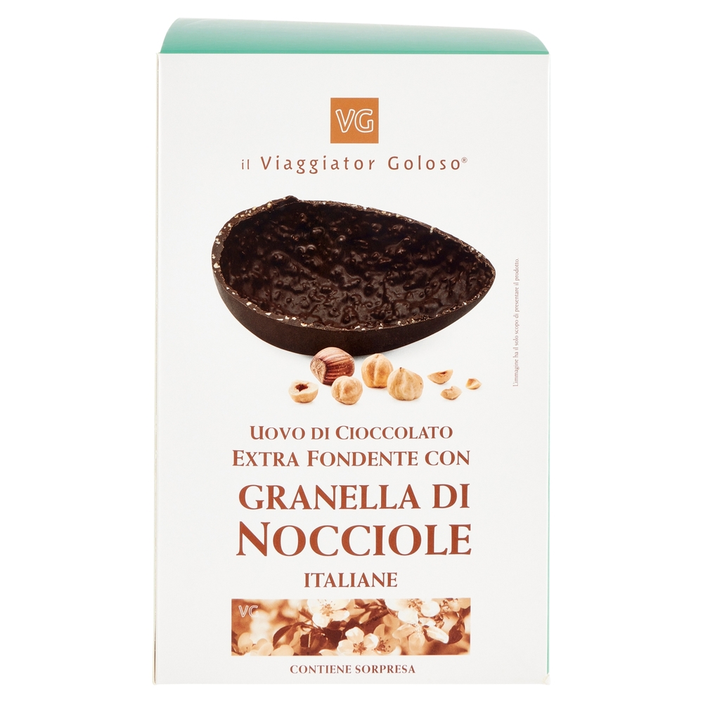 Uovo di Cioccolato Extra Fondente con Granella di Nocciole Il Viaggiator Goloso