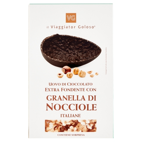 Uovo di Cioccolato Extra Fondente con Granella di Nocciole Il Viaggiator Goloso