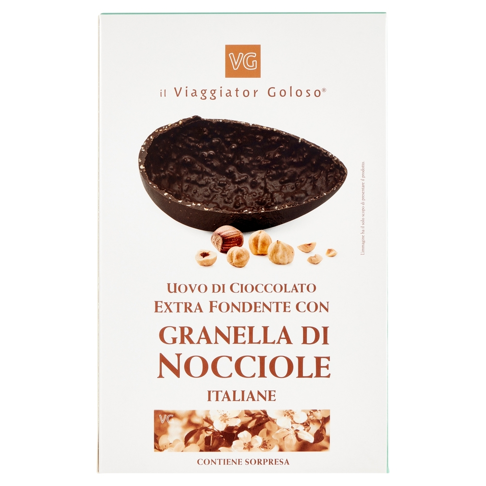 Uovo di Cioccolato Extra Fondente con Granella di Nocciole Il Viaggiator Goloso