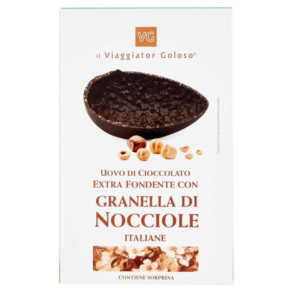 Uovo di Cioccolato Extra Fondente con Granella di Nocciole Il Viaggiator Goloso