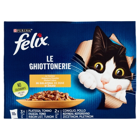 FELIX Le Ghiottonerie le Varietà in Gelatina (Platessa/Tonno & Coniglio/Pollo) 10 x 85 g