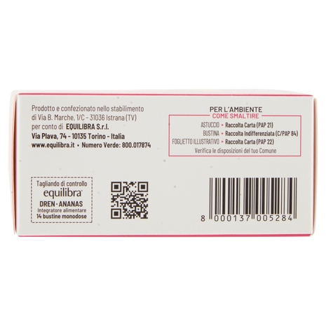 equilibra Dren-Ananas Inestetismi della Cellulite 14 Bustine Monodose 56 g