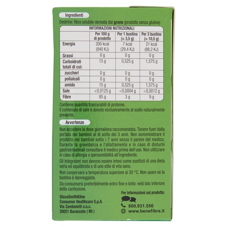 Benefibra Integratore alimentare di fibre alimentari Integratore intestino 28 bustine 98 g