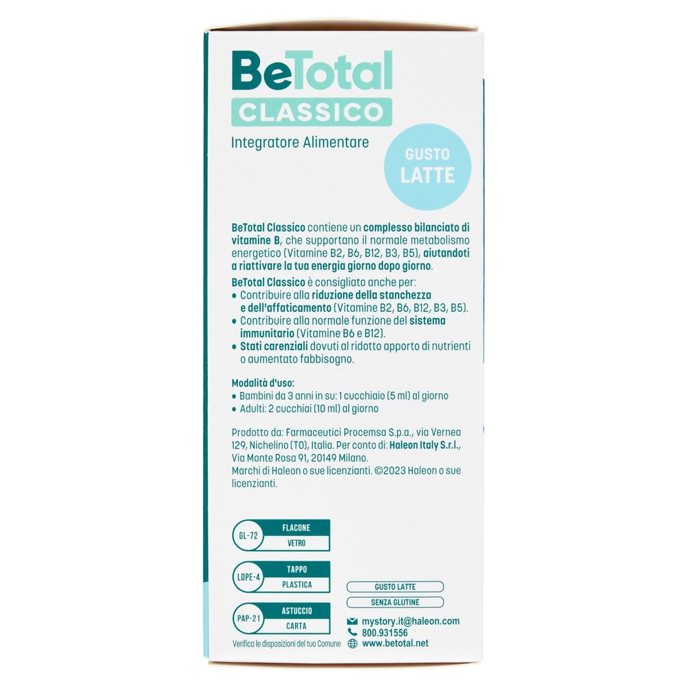 BeTotal Vitamina B Supporto per stanchezza e sistema immunitario Adulti e Bambini 100 ml