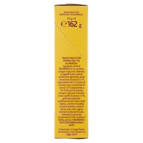Oro Cereal Snack Arancia, soffice barretta con ripieno all'arancia - 162g