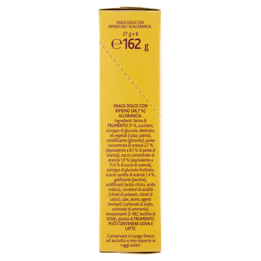 Oro Cereal Snack Arancia, soffice barretta con ripieno all'arancia - 162g