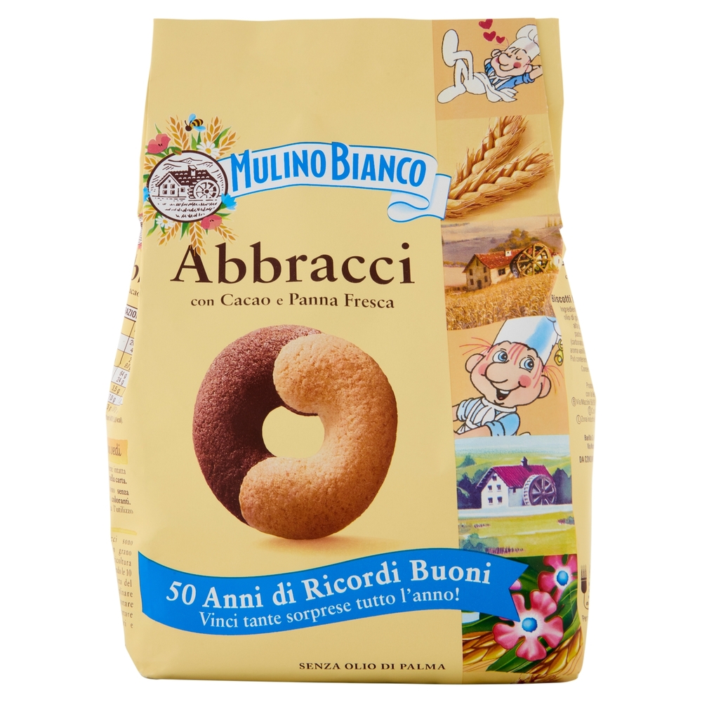 Mulino Bianco Abbracci Biscotti con Cacao e Panna Fresca 350g