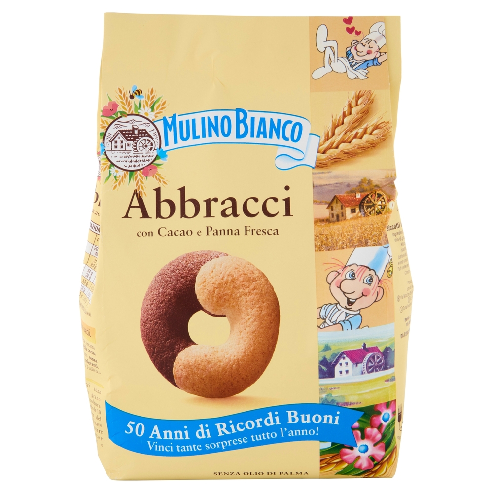 Mulino Bianco Abbracci Biscotti con Cacao e Panna Fresca 350g