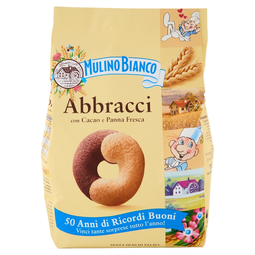 Mulino Bianco Abbracci Biscotti con Cacao e Panna Fresca 350g