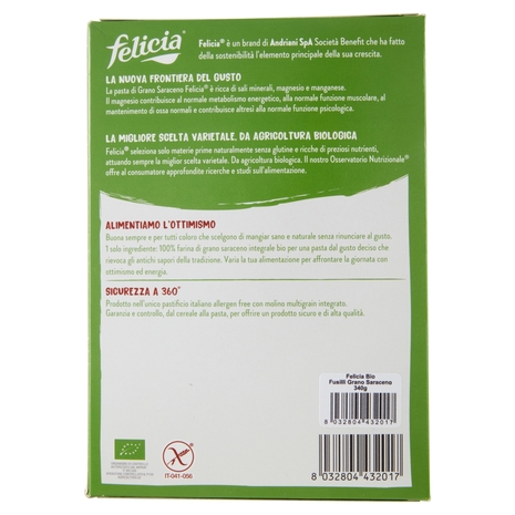 felicia Fusilli Grano Saraceno Integrale Bio 340 g